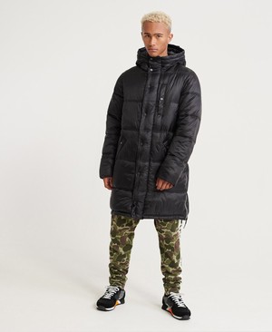 Superdry Street Longline Puffer Férfi Kabát Fekete | LTVAK7463